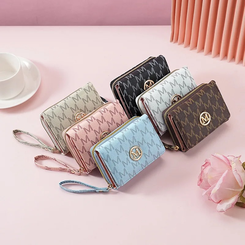 Women Bags Accessories - Threefold Zipper Wallet with Letter Pattern,