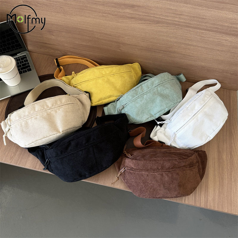 Women'S Bum Bags - Women Waist Bag Corduroy Student Shoulder