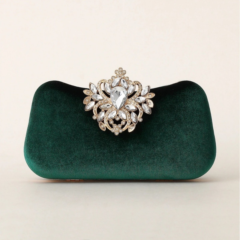 Dark Green Velvet Clutch Bag L - огляд і ціна Women'S Evening Bags