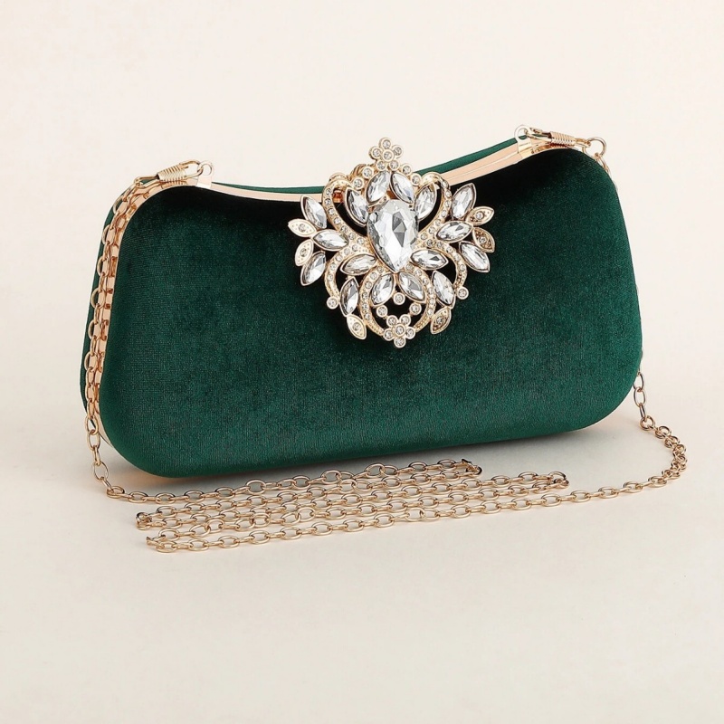 Dark Green Velvet Clutch Bag L - огляд і ціна Women'S Evening Bags