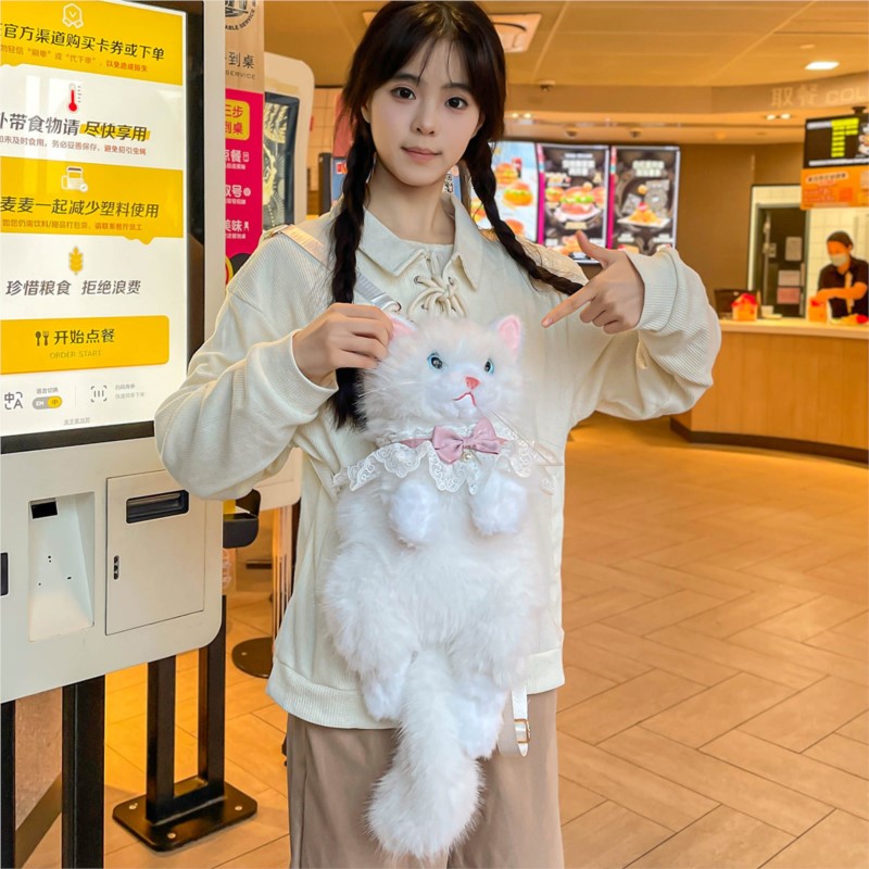 Cute Cat Backpack for Girls Pl - огляд і ціна Women Bags Grey