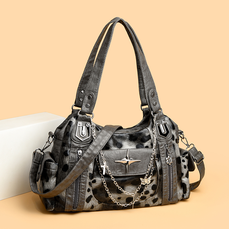 Grey Leopard Print Hangbag Cro - огляд і ціна Women Bags Grey