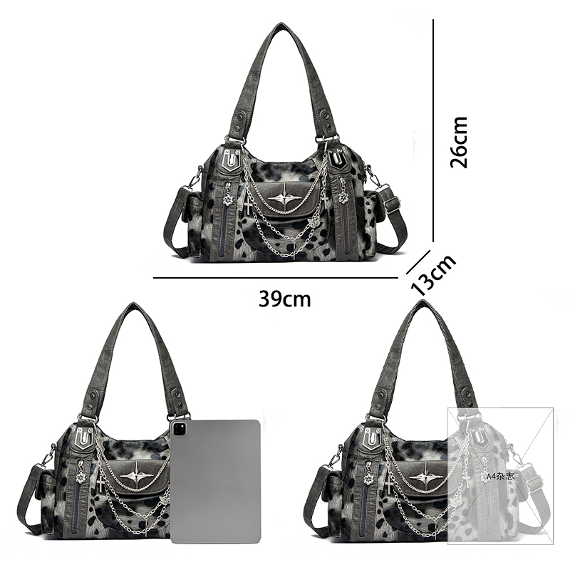 Grey Leopard Print Hangbag Cro - огляд і ціна Women Bags Grey