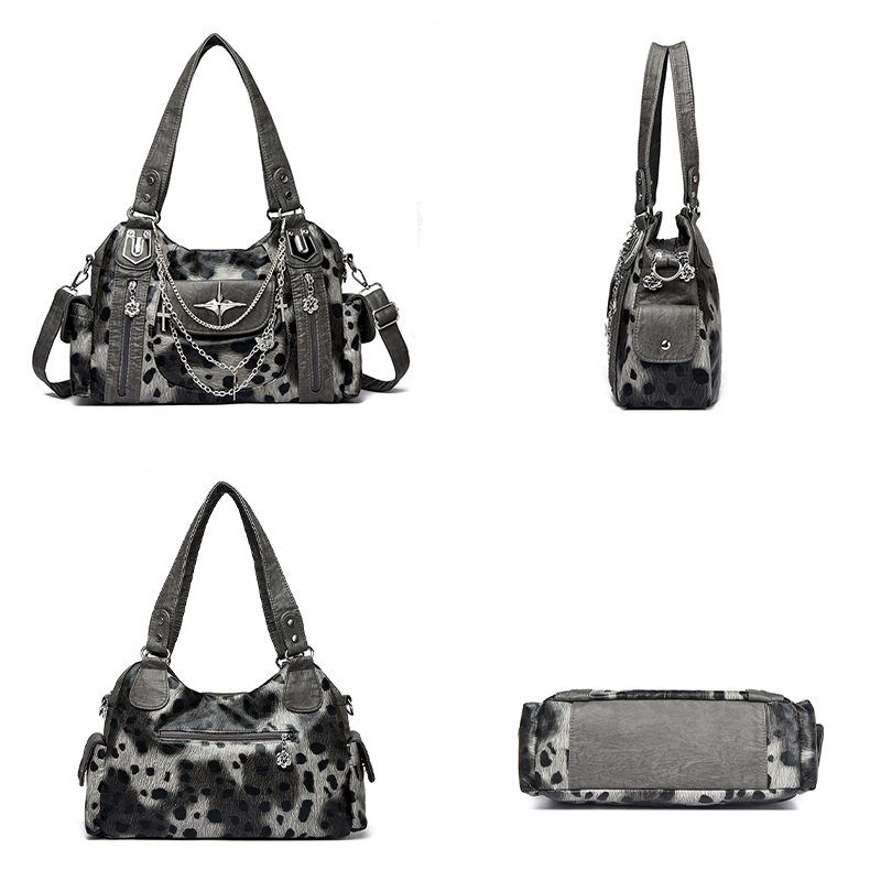 Grey Leopard Print Hangbag Cro - огляд і ціна Women Bags Grey